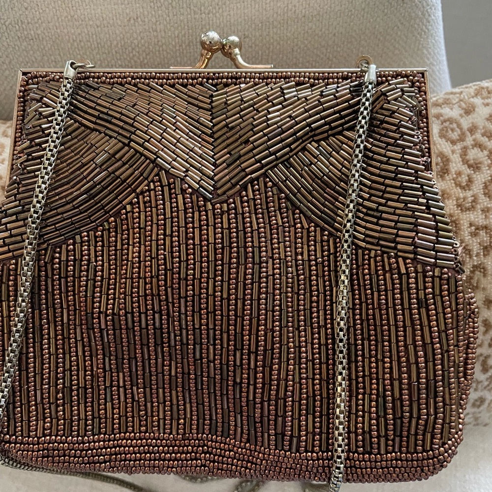 Magid Elegant Brown Satin Handbag